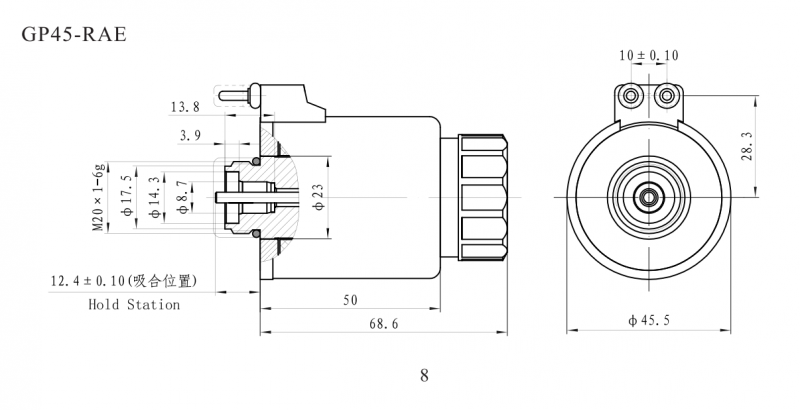 GP45-RA/RAE(4WRA/4WRAE阀)系列螺纹比例阀用电磁铁